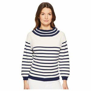 Brand New With Tags Women's Fuzzi Stripe Panna Sweater Size L Made In Italy